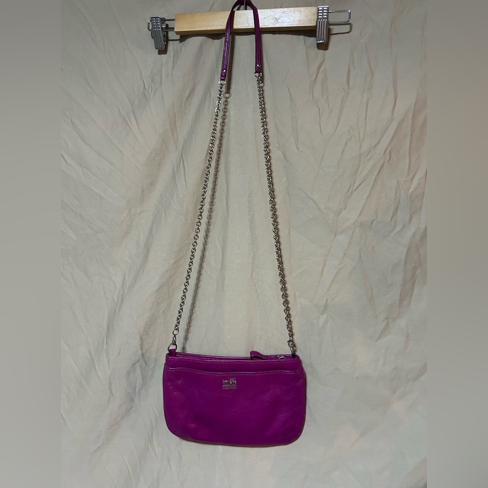 Coach Magenta Crossbody Bag with Silver Chain